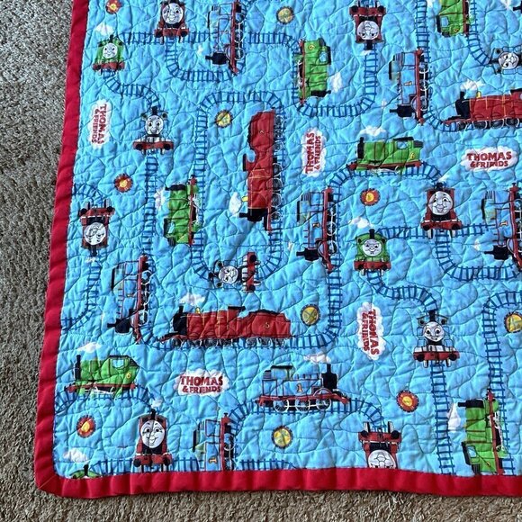 THOMAS AND FRIEND TRAIN DOUBLE SIDED QUILT HANDMADE BLANKET 60" x 38" - Picture 8 of 11